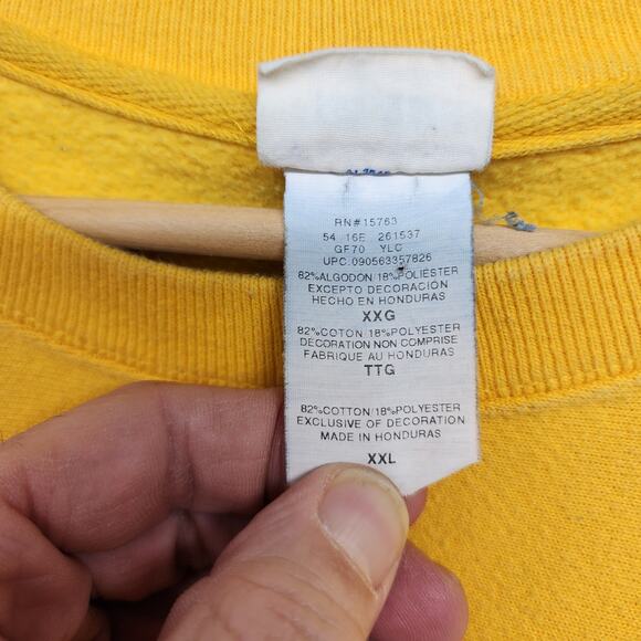 Champion Reverse Weave Sweatshirt Mens XXL 2XL Yellow Heavyweight Distressed - Picture 4 of 15